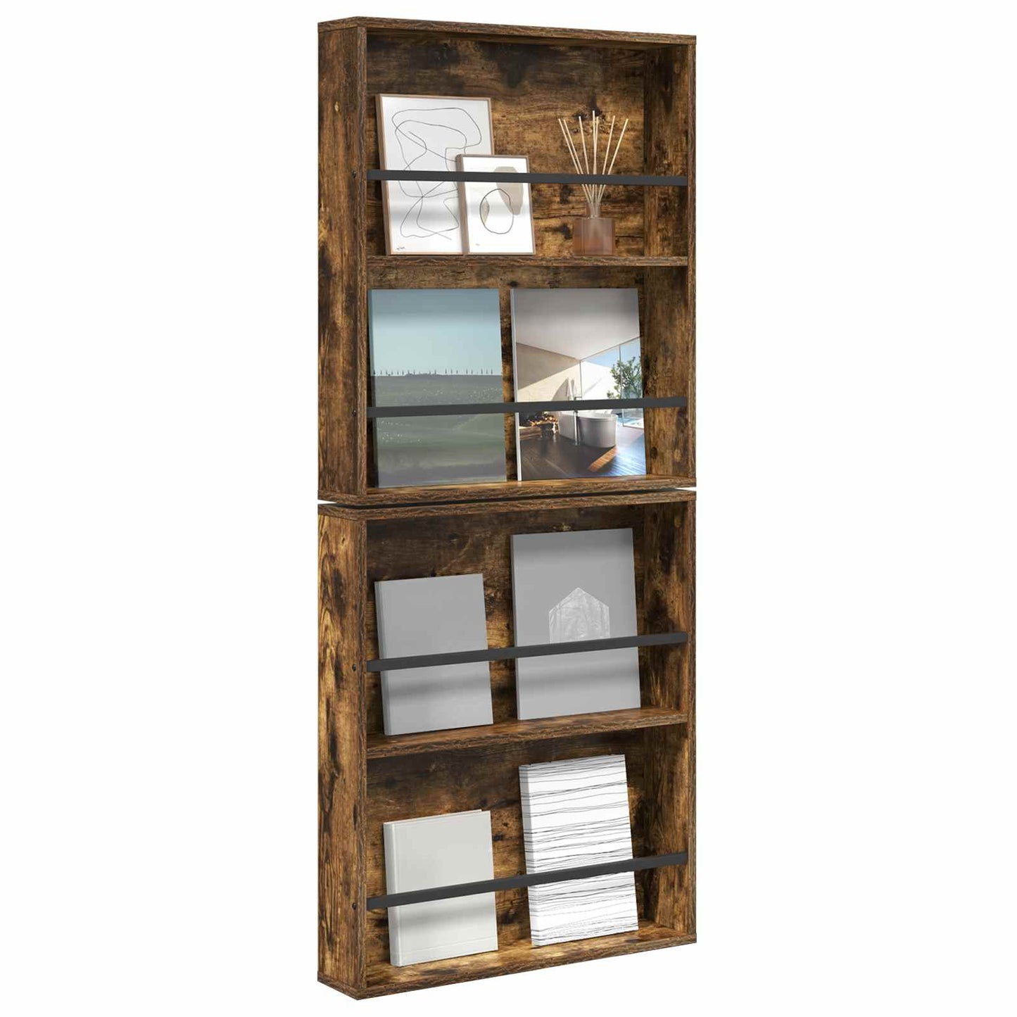 Magasin Rack 2 stk. Røget eg 60 x 12 x 70 cm Konstrueret træ