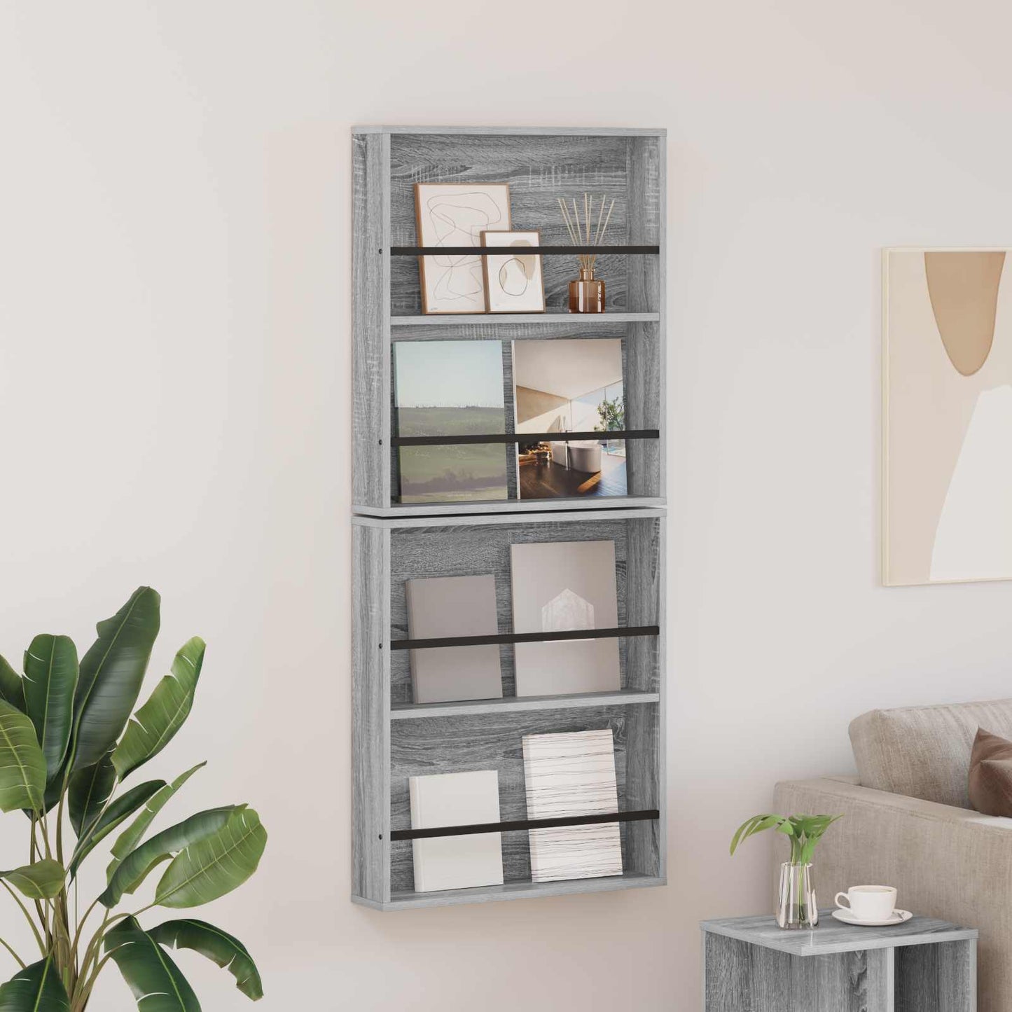 Magasin Rack 2 stk. Grå Sonoma 60 x 12 x 70 cm Konstrueret træ