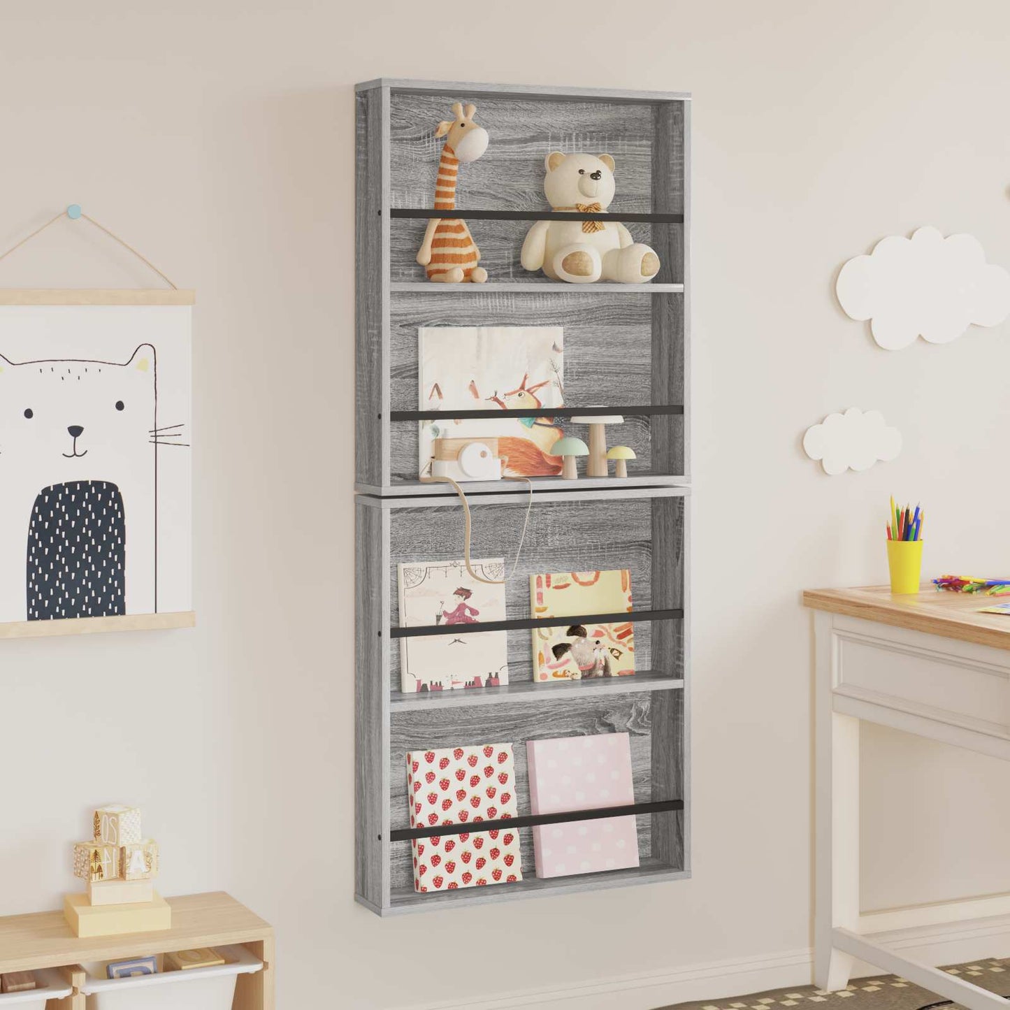 Magasin Rack 2 stk. Grå Sonoma 60 x 12 x 70 cm Konstrueret træ