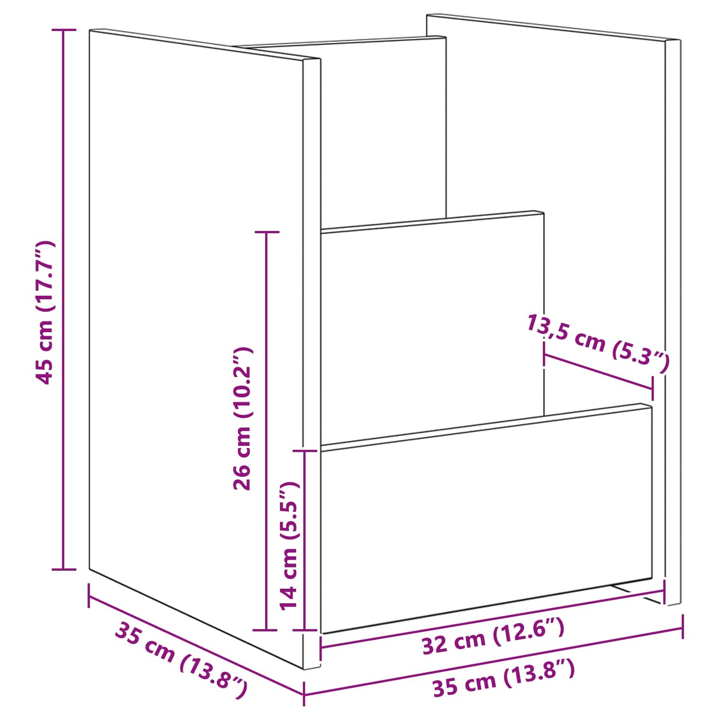 Magasin Rack med hylde Røget eg 35 x 35 x 45 cm Konstrueret træ