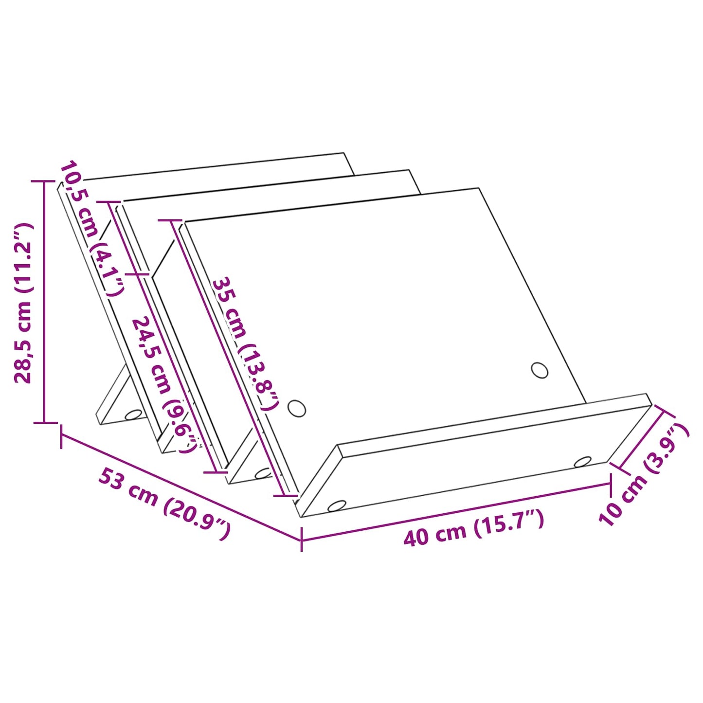 Magasin Rack Røget eg 53 x 40 x 28,5 cm Konstrueret træ