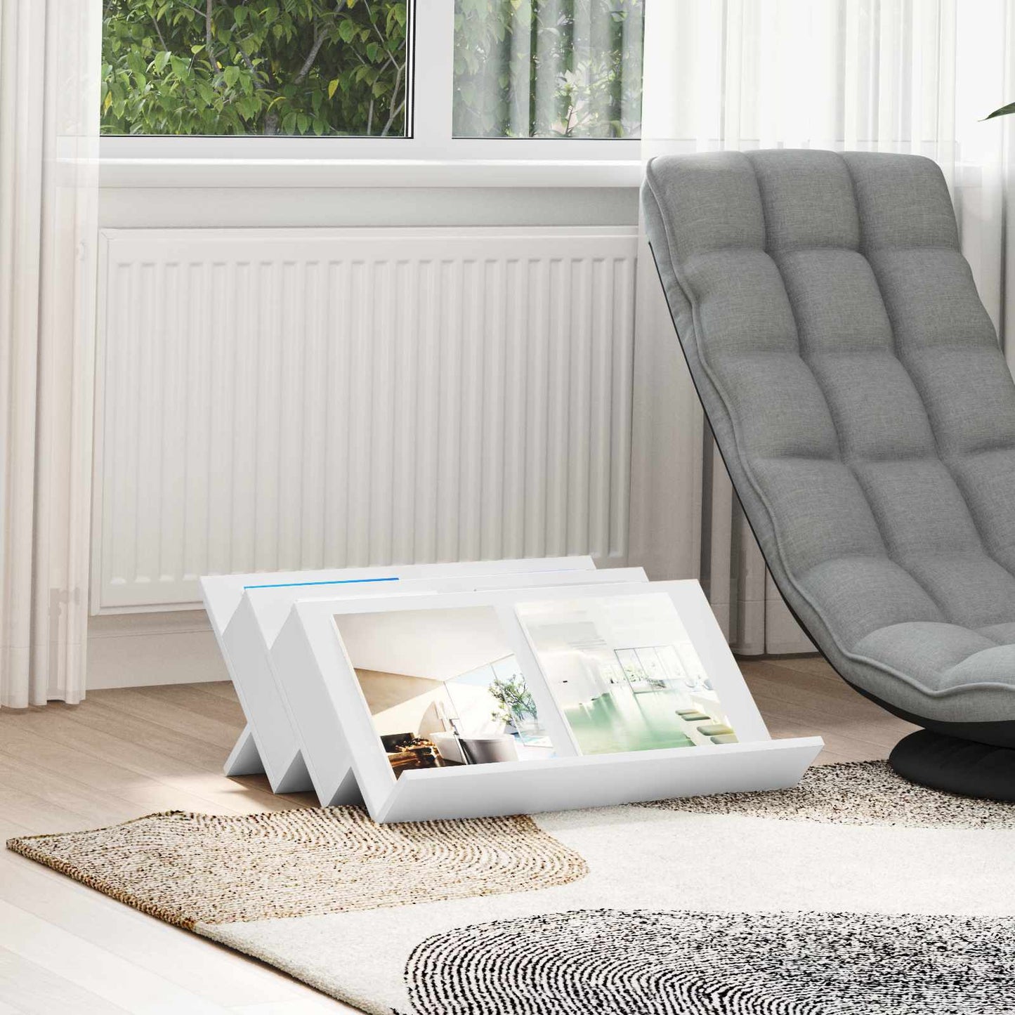 Magasin Rack med hylde Hvid 65 x 53 x 28,5 cm Konstrueret træ