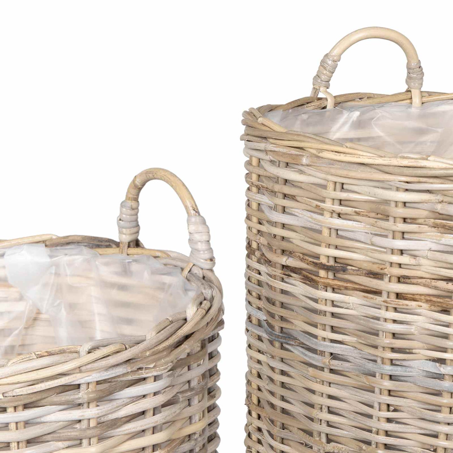 Plantekurv med opbevaring 2 stk. Naturlig grå Kubu rattan