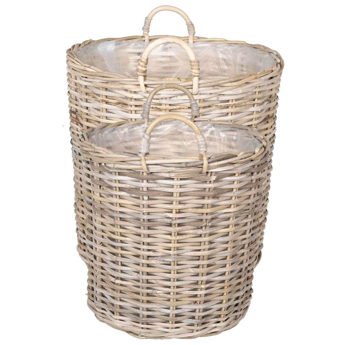 Plantekurv med opbevaring 2 stk. Naturlig grå Kubu rattan
