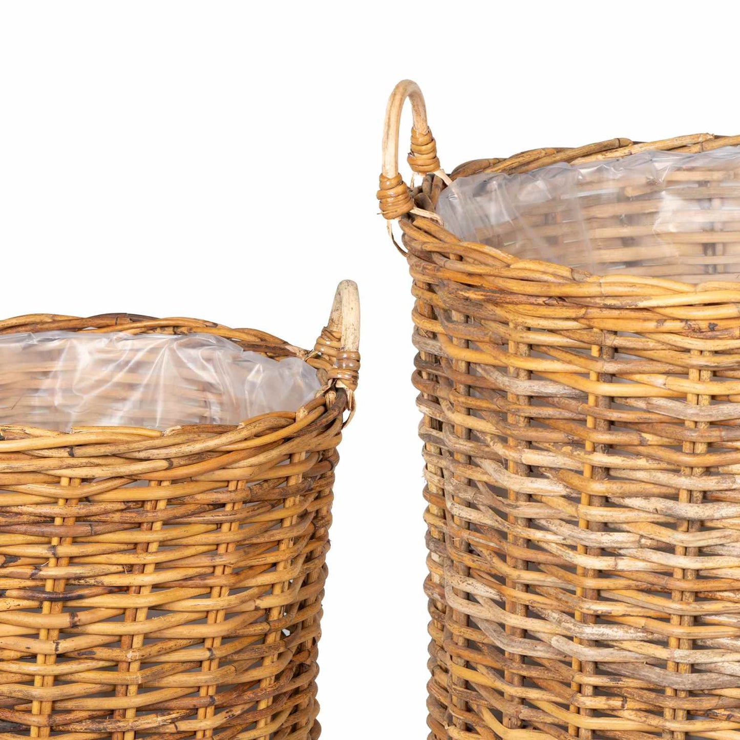 Plantekurv med opbevaring 2 stk. Naturlig Brun Kubu rattan