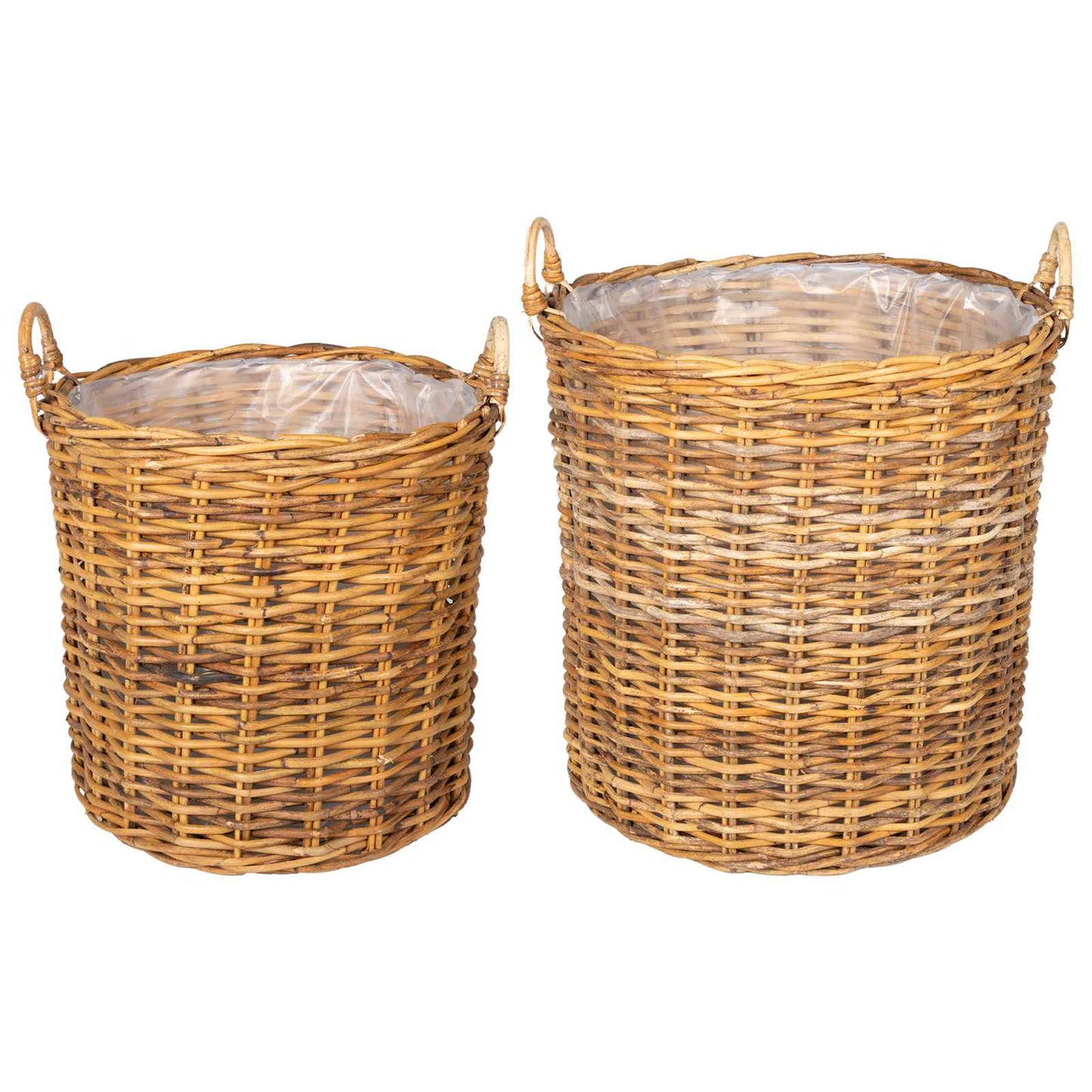 Plantekurv med opbevaring 2 stk. Naturlig Brun Kubu rattan