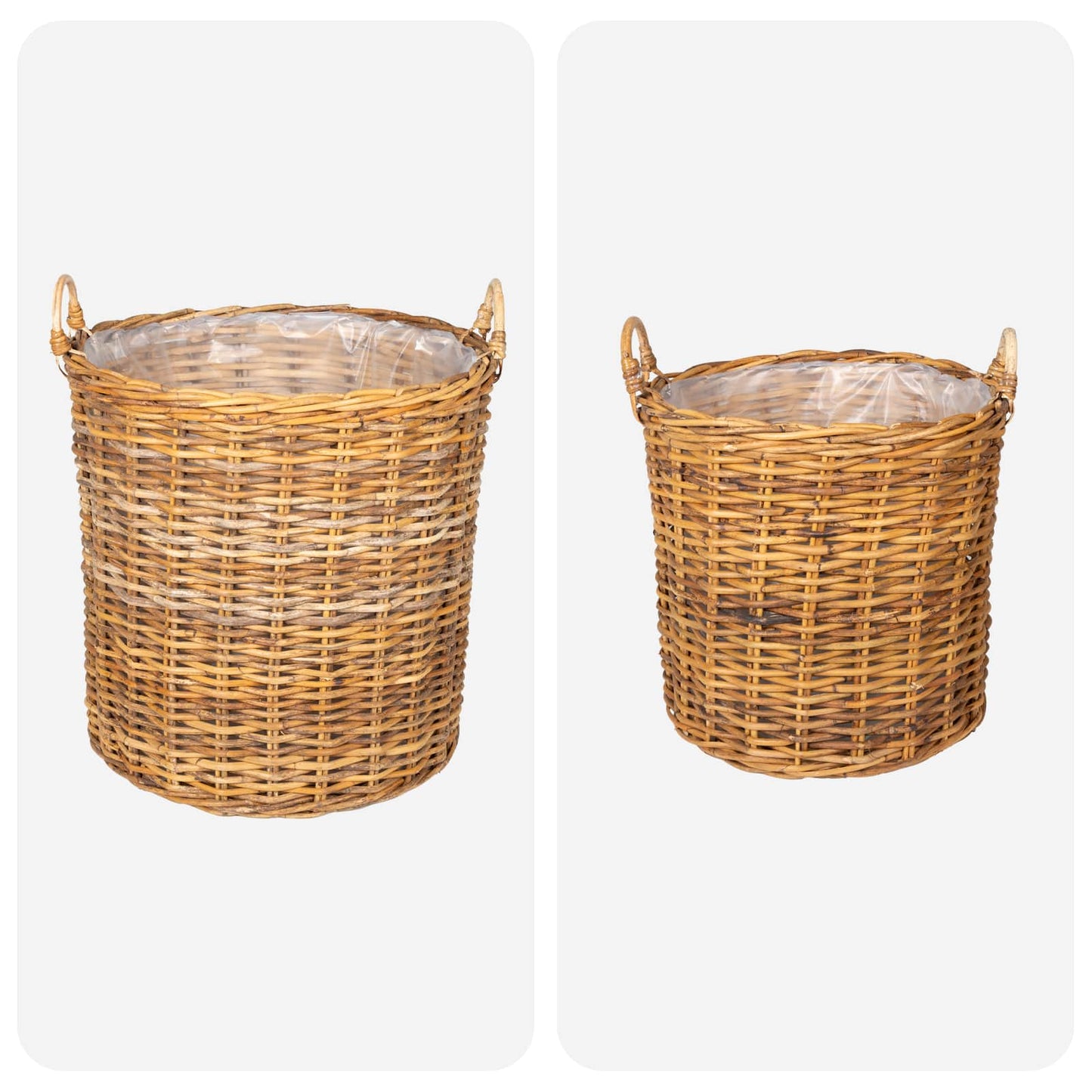 Plantekurv med opbevaring 2 stk. Naturlig Brun Kubu rattan