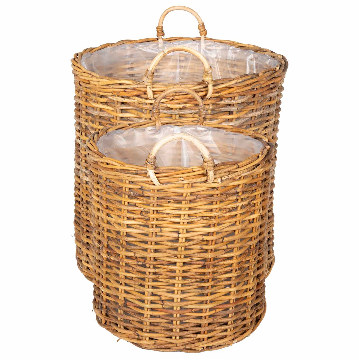 Plantekurv med opbevaring 2 stk. Naturlig Brun Kubu rattan