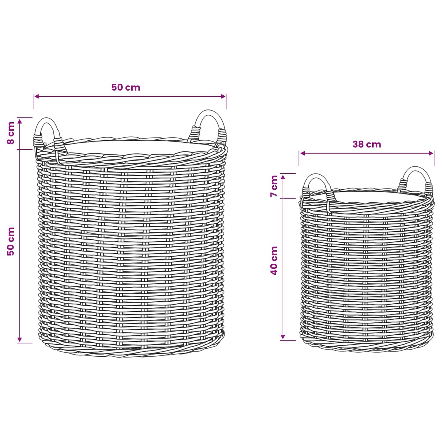 Plantekurv med opbevaring 2 stk. Naturlig Brun Kubu rattan