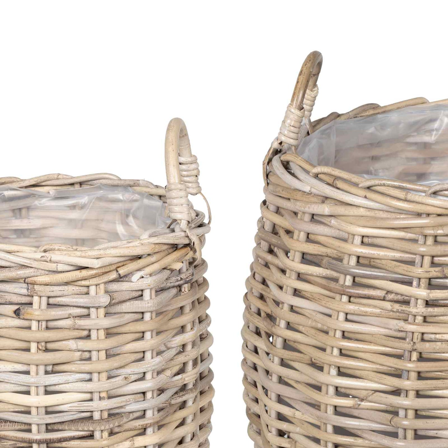 Plantekurv med opbevaring 2 stk. Naturlig grå Kubu rattan