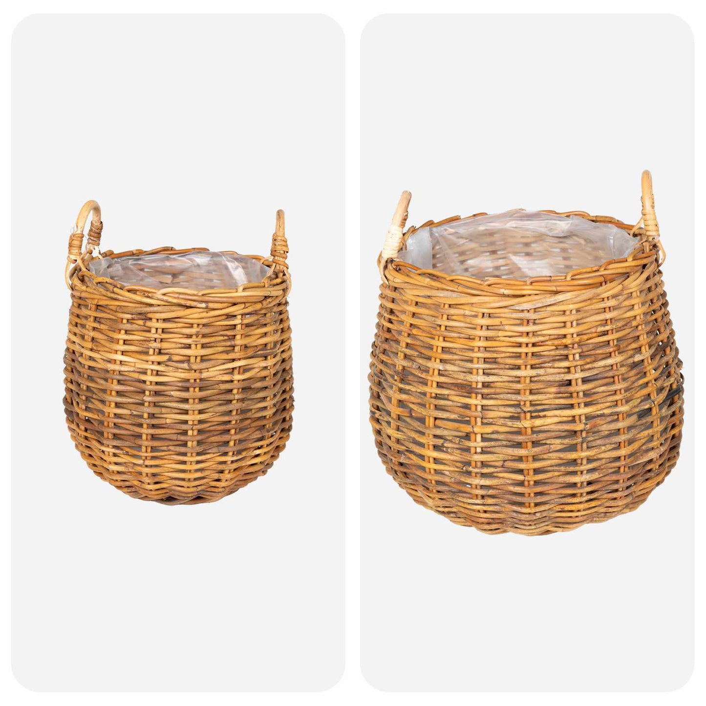 Plantekurv med opbevaring 2 stk. Naturlig Brun Kubu rattan