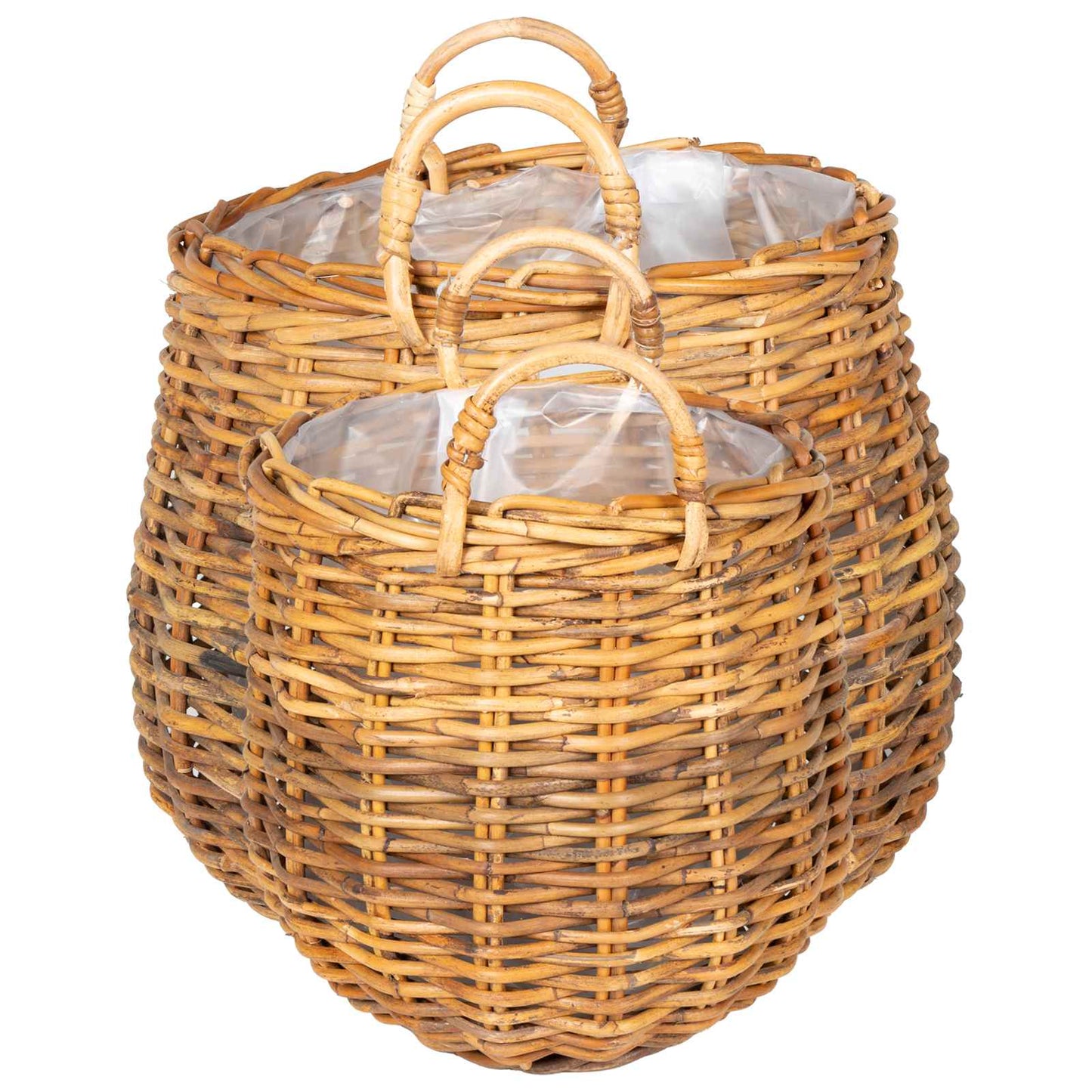 Plantekurv med opbevaring 2 stk. Naturlig Brun Kubu rattan