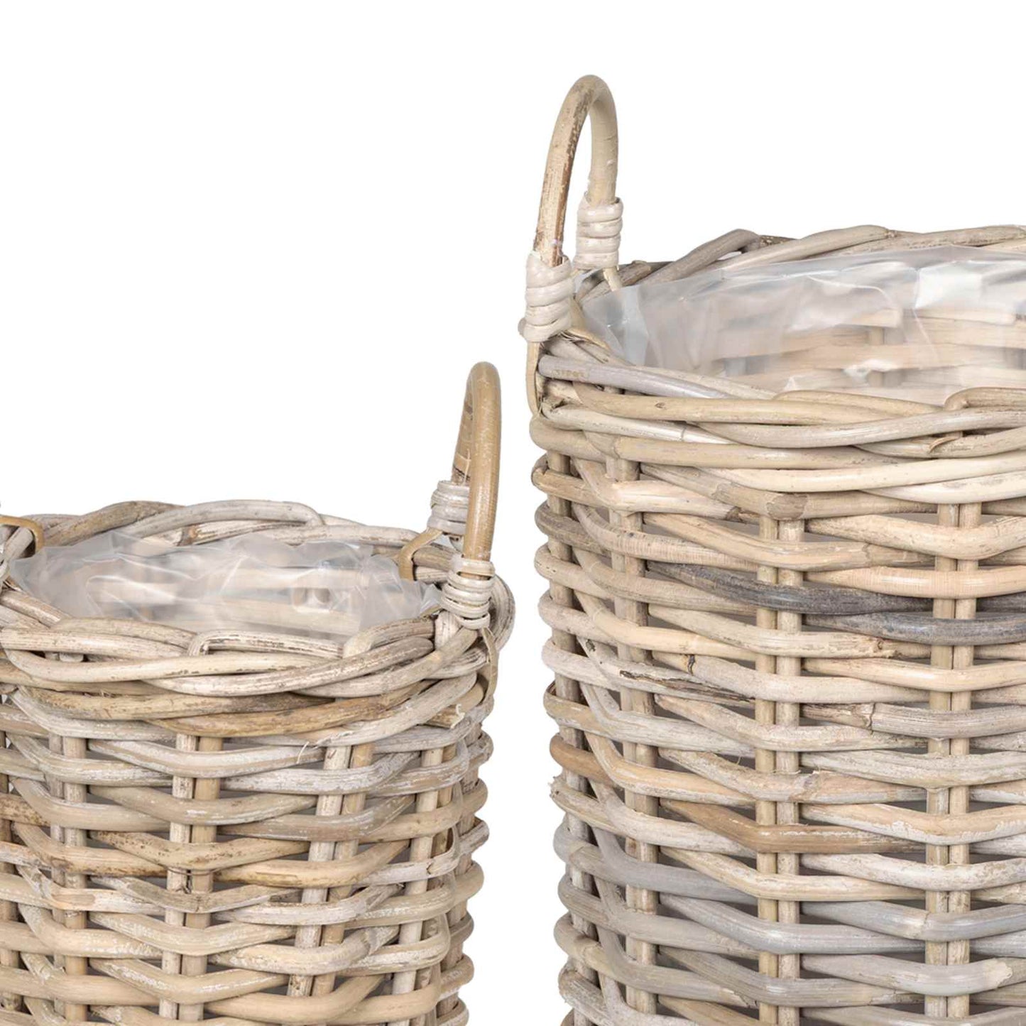 Planter Kurv med opbevaring 2 stk. Naturlig grå Kubu rattan