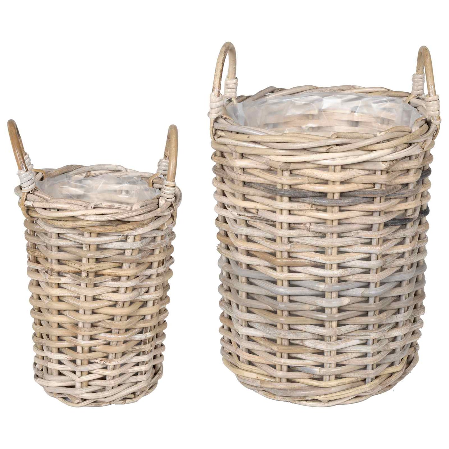 Planter Kurv med opbevaring 2 stk. Naturlig grå Kubu rattan