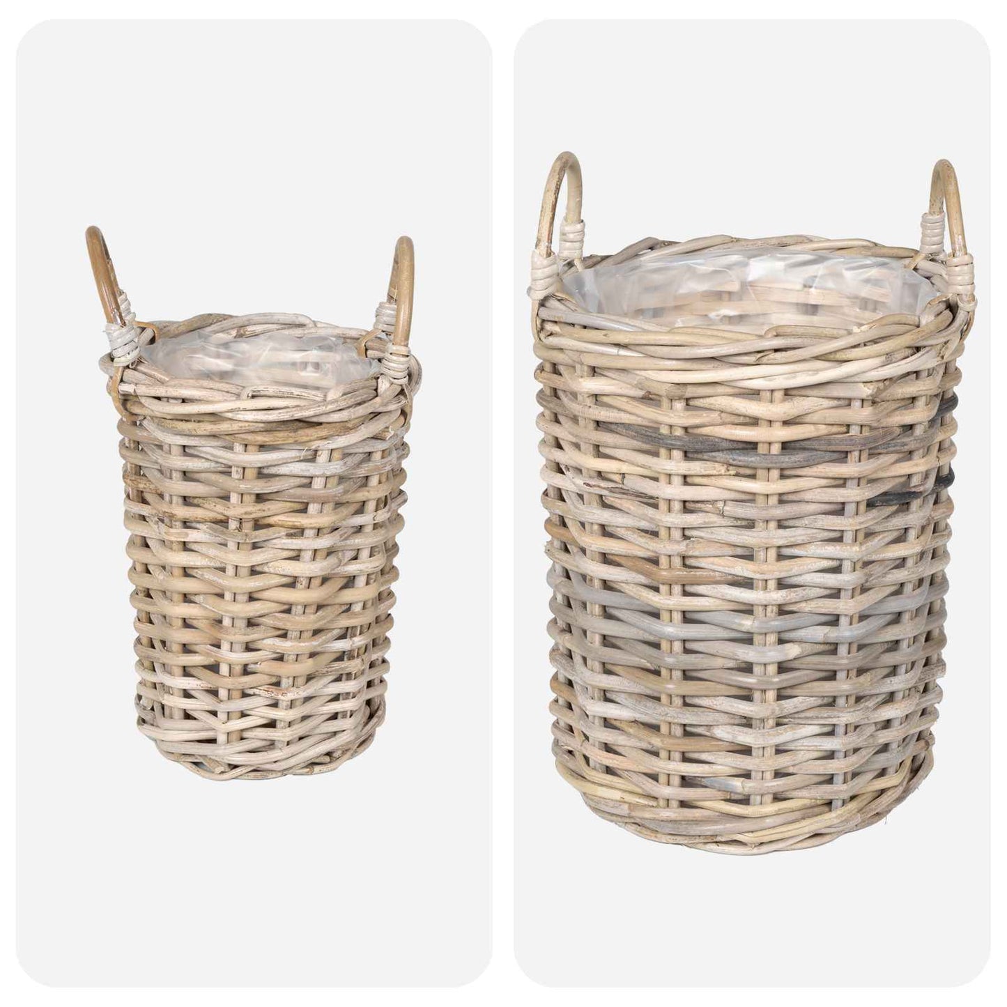 Planter Kurv med opbevaring 2 stk. Naturlig grå Kubu rattan
