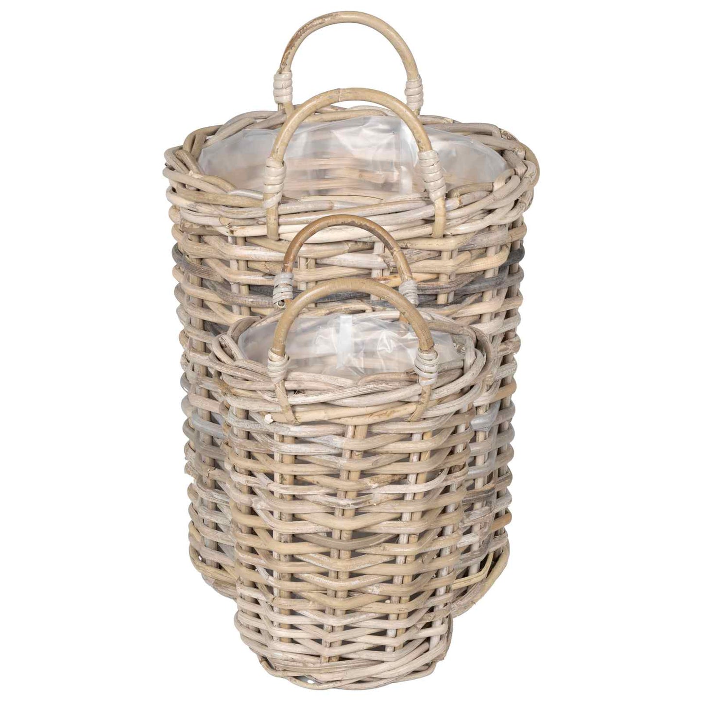 Planter Kurv med opbevaring 2 stk. Naturlig grå Kubu rattan