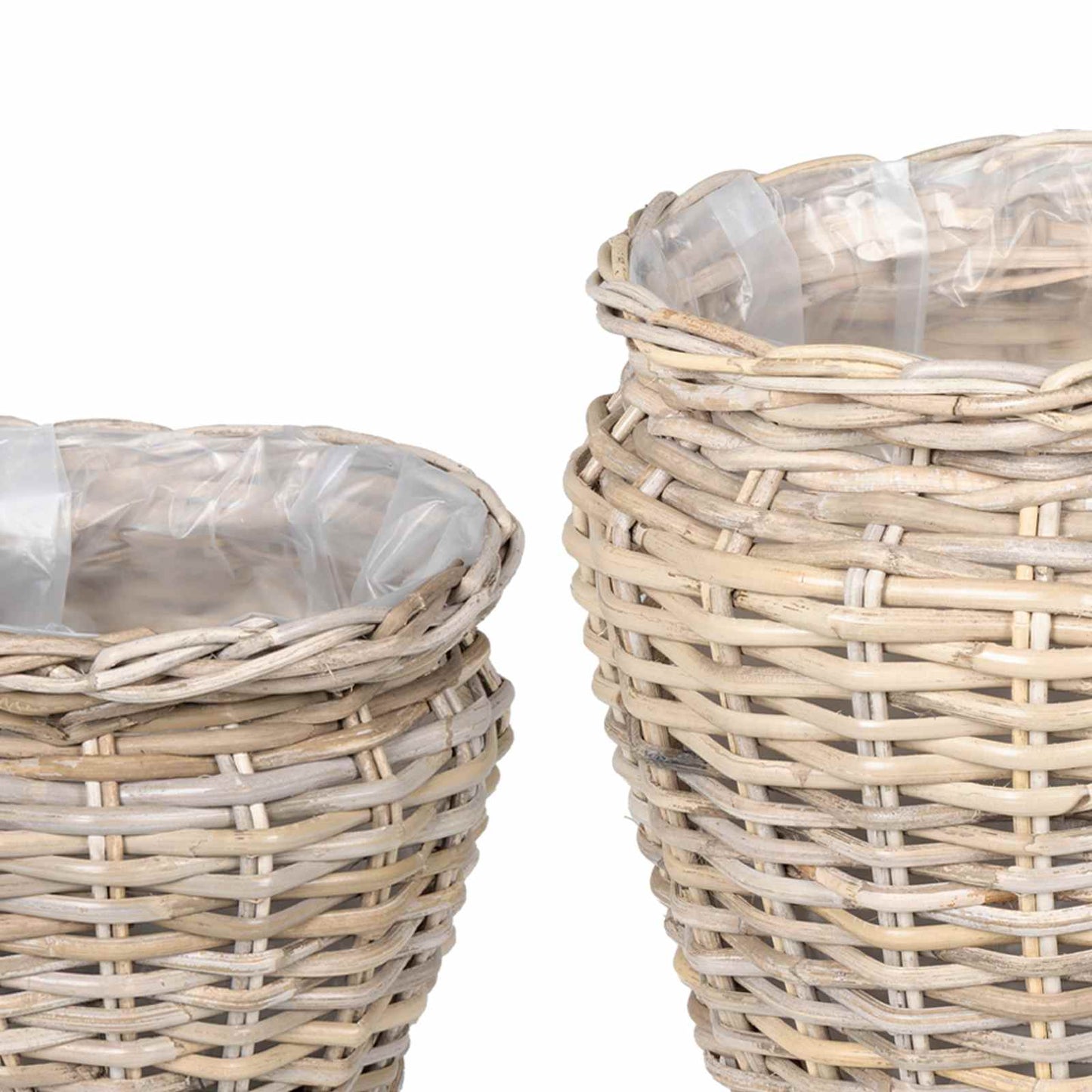 Plantekurv med opbevaring 2 stk. Naturlig grå Kubu rattan