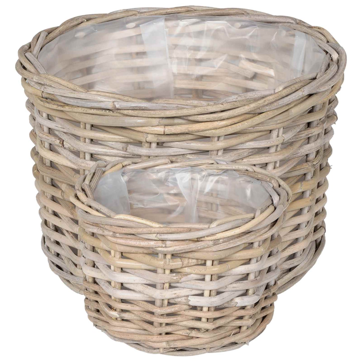 Plantekurv med opbevaring 2 stk. Naturlig grå Kubu rattan