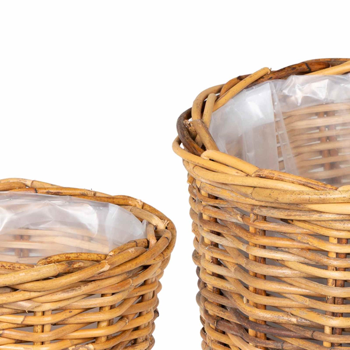 Plantekurv med opbevaring 2 stk. Naturlig Brun Kubu rattan