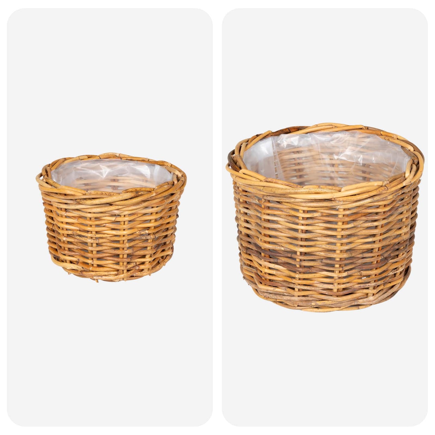 Plantekurv med opbevaring 2 stk. Naturlig Brun Kubu rattan