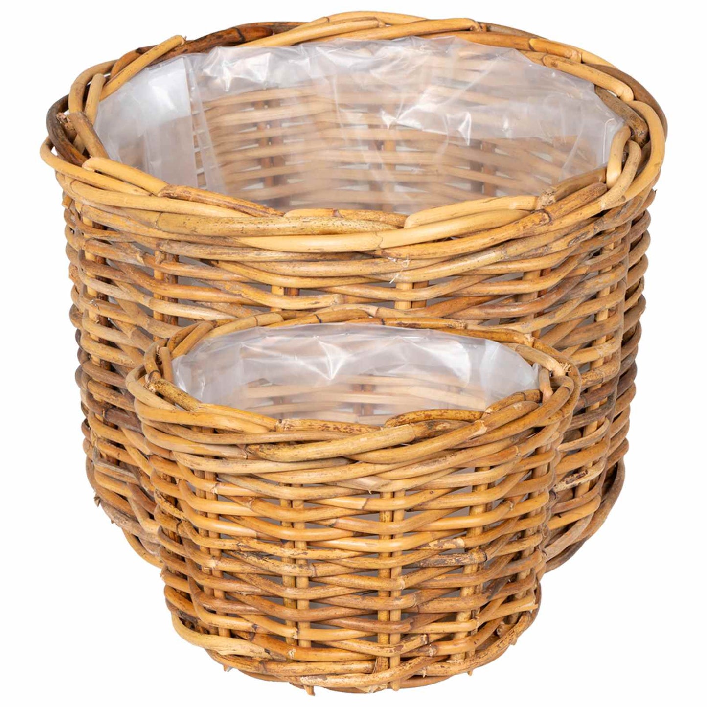 Plantekurv med opbevaring 2 stk. Naturlig Brun Kubu rattan