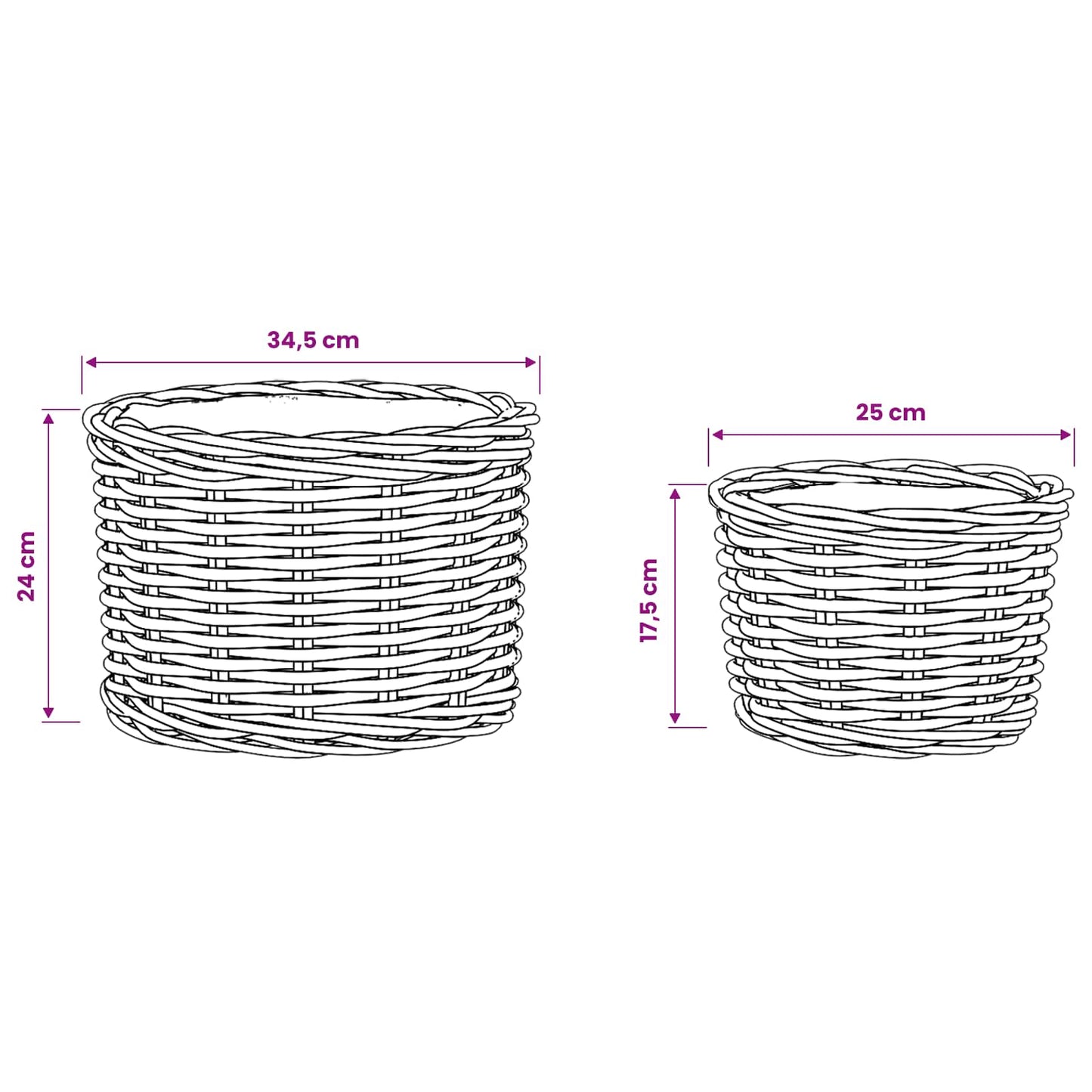 Plantekurv med opbevaring 2 stk. Naturlig Brun Kubu rattan