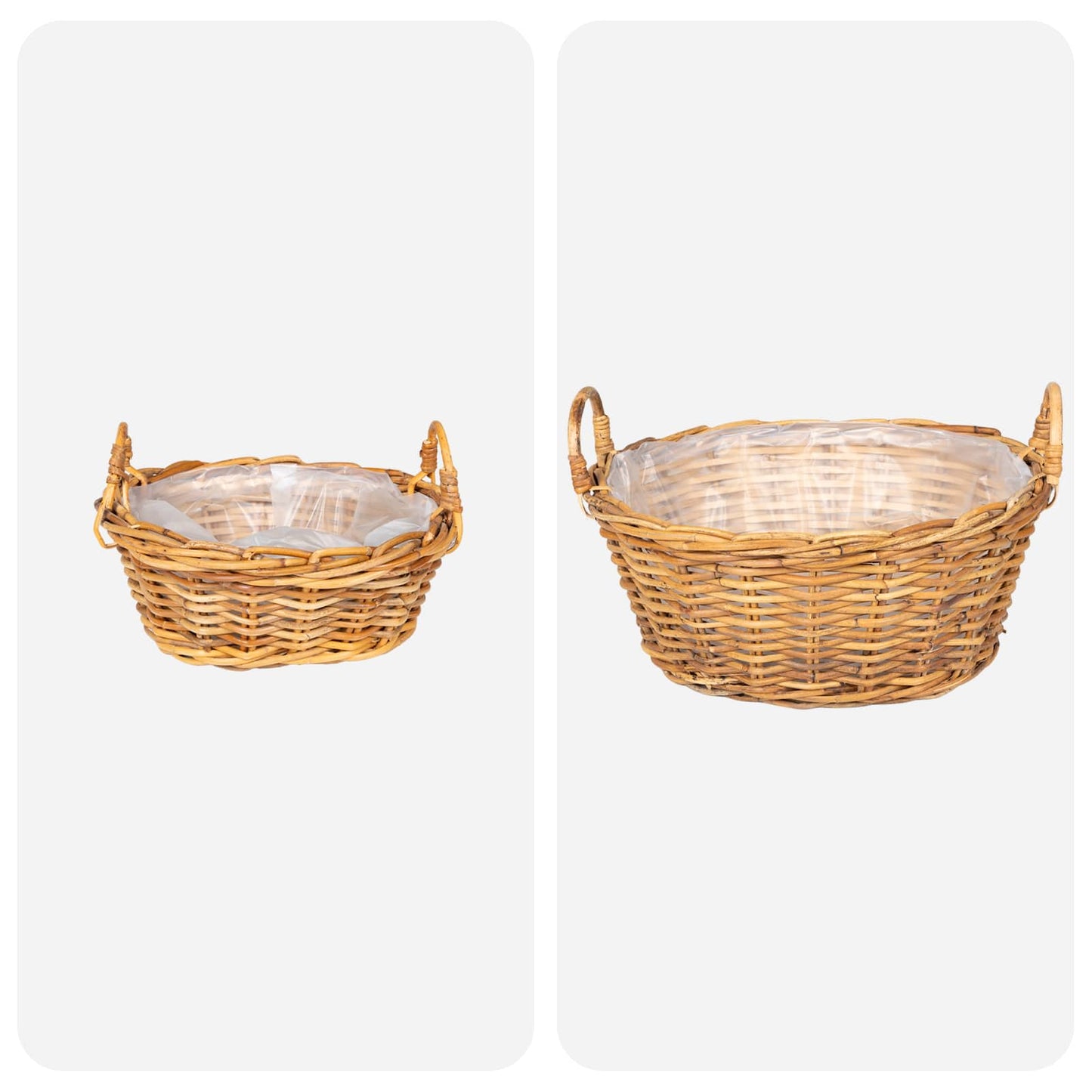 Plantekurv med opbevaring 2 stk. Naturlig Brun Kubu rattan
