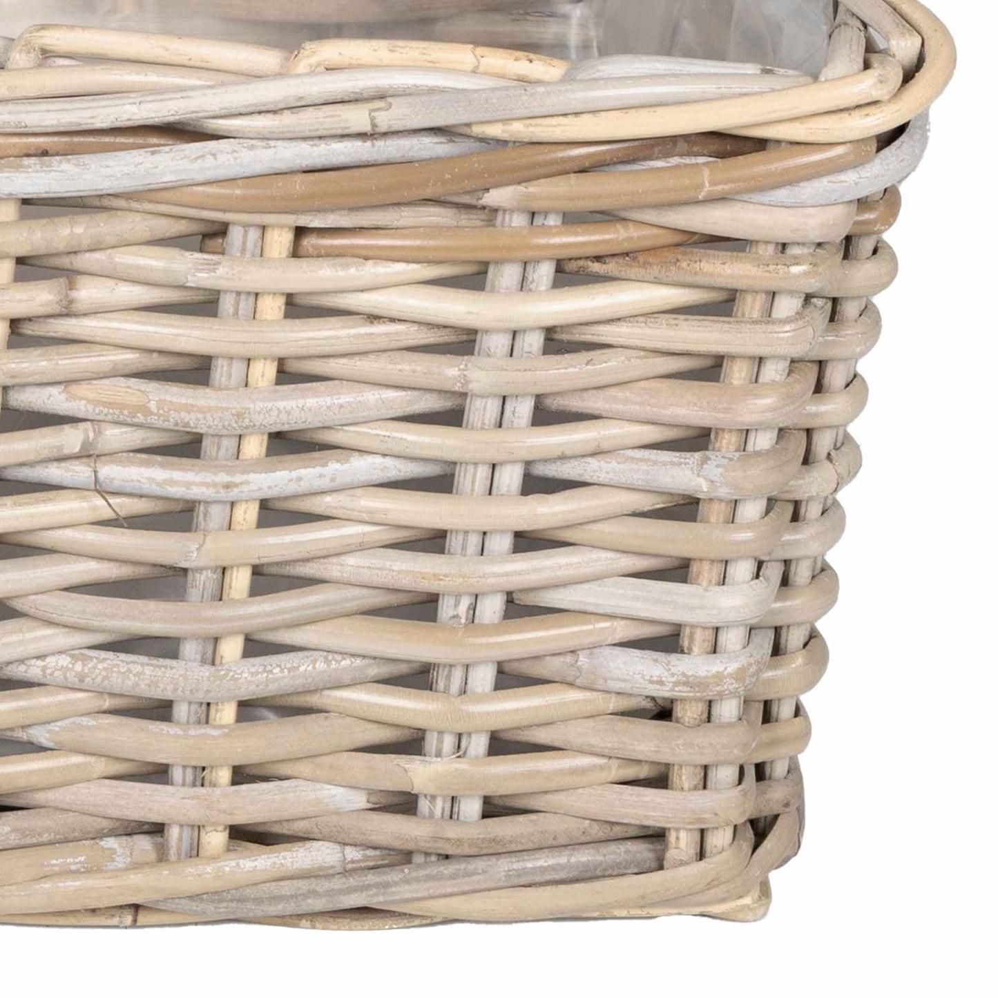 Planter Kurv med opbevaring 3 stk. Naturlig grå Kubu rattan