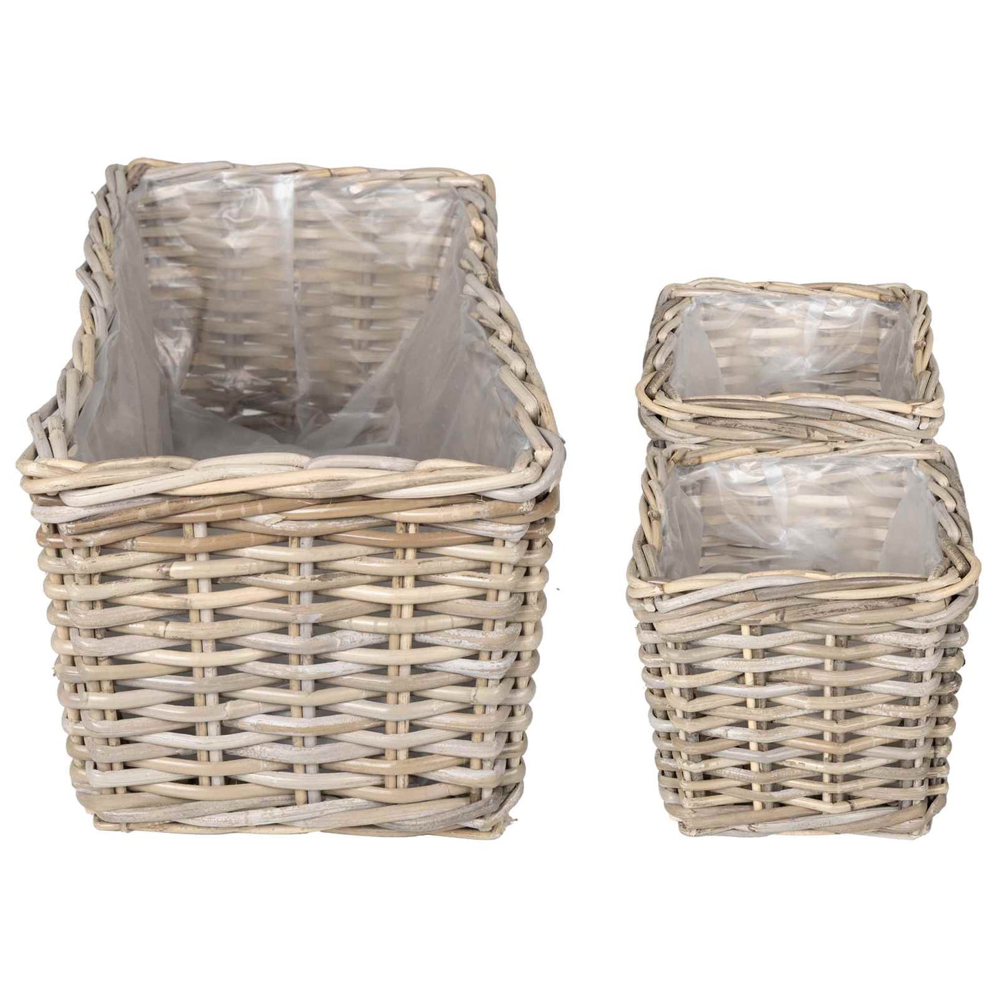 Planter Kurv med opbevaring 3 stk. Naturlig grå Kubu rattan