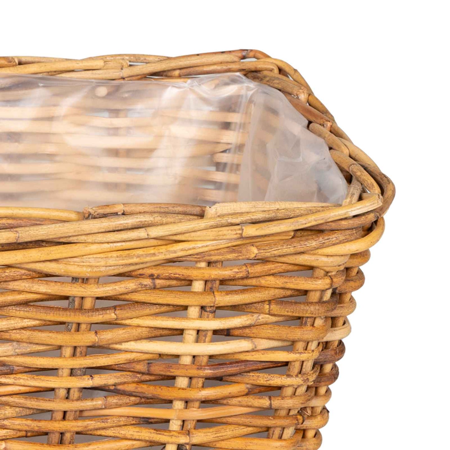 Planter Kurv med opbevaring 3 stk. Naturlig Brun Kubu rattan