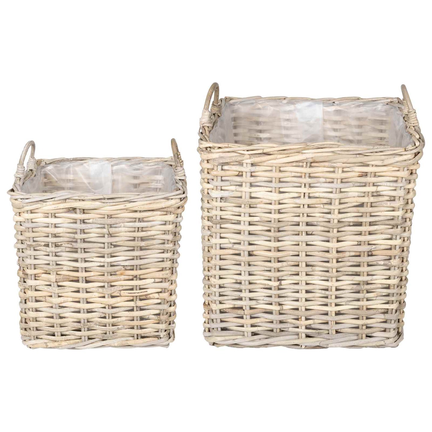 Blomsterkurv med opbevaring 2 stk. Naturlig grå Kubu rattan