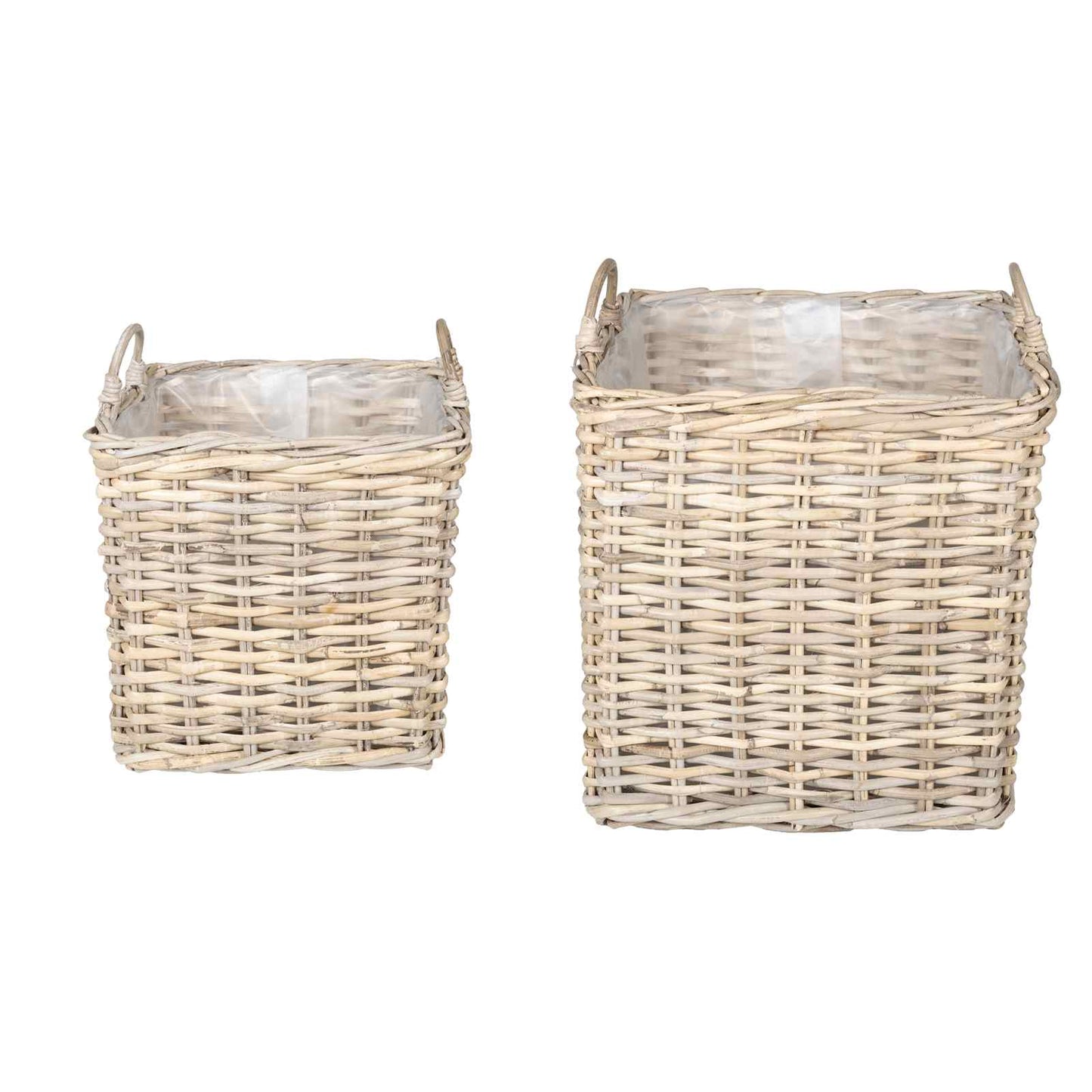 Blomsterkurv med opbevaring 2 stk. Naturlig grå Kubu rattan