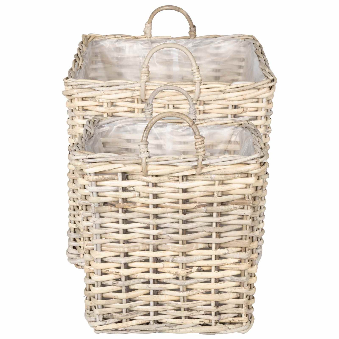 Blomsterkurv med opbevaring 2 stk. Naturlig grå Kubu rattan