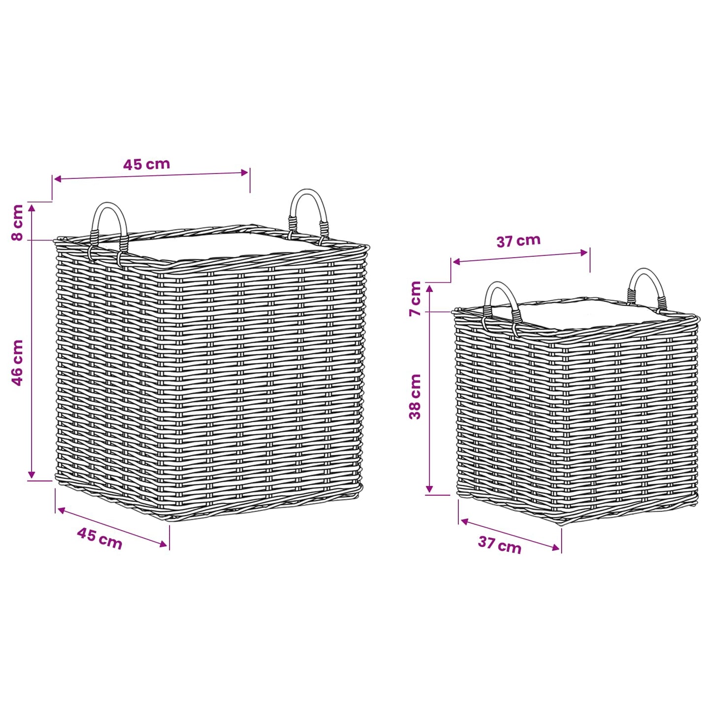 Blomsterkurv med opbevaring 2 stk. Naturlig grå Kubu rattan