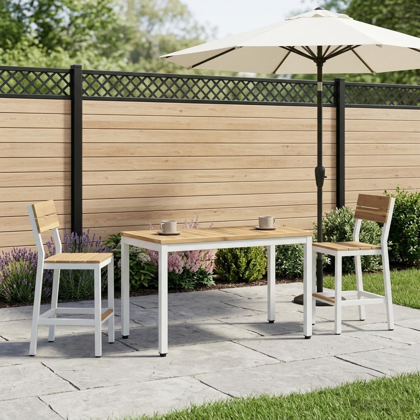 Sofabord Hvid 50 x 100,5 x 45 cm Massivt Akacietræ