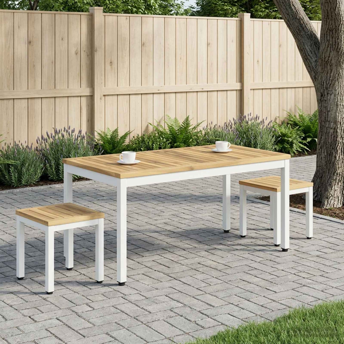 Sofabord Hvid 50 x 100,5 x 45 cm Massivt Akacietræ