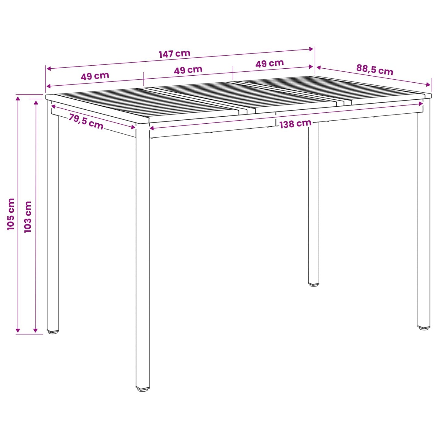 Have Bar Bord Hvid 147 x 88,5 x 105 cm Massivt Akacietræ