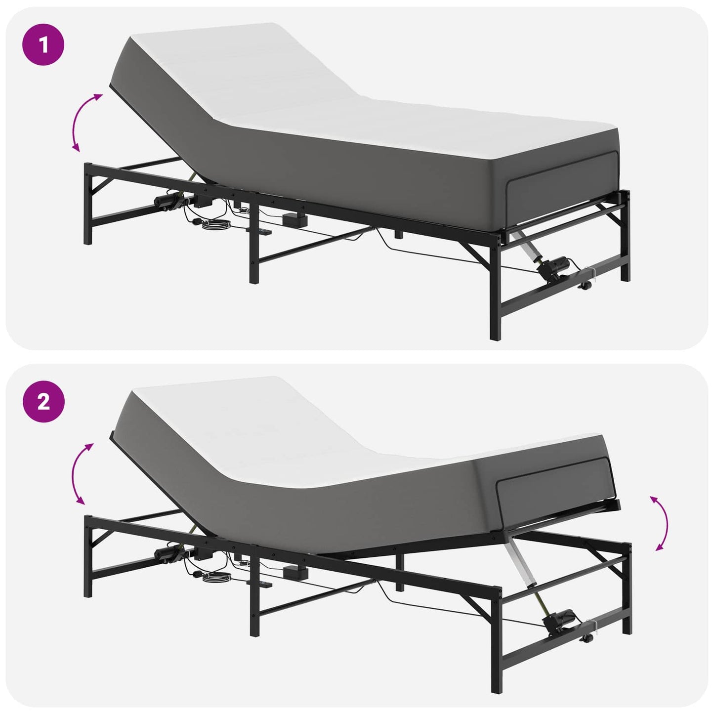 Elektrisk Justerbar Sengetramme Sort 100 x 190 cm Stål