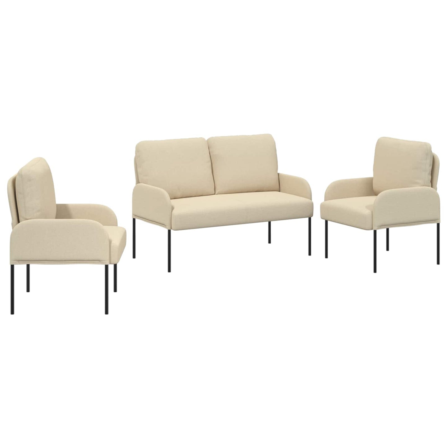 Sofasæt 3 stk. Creme Krydsfinér