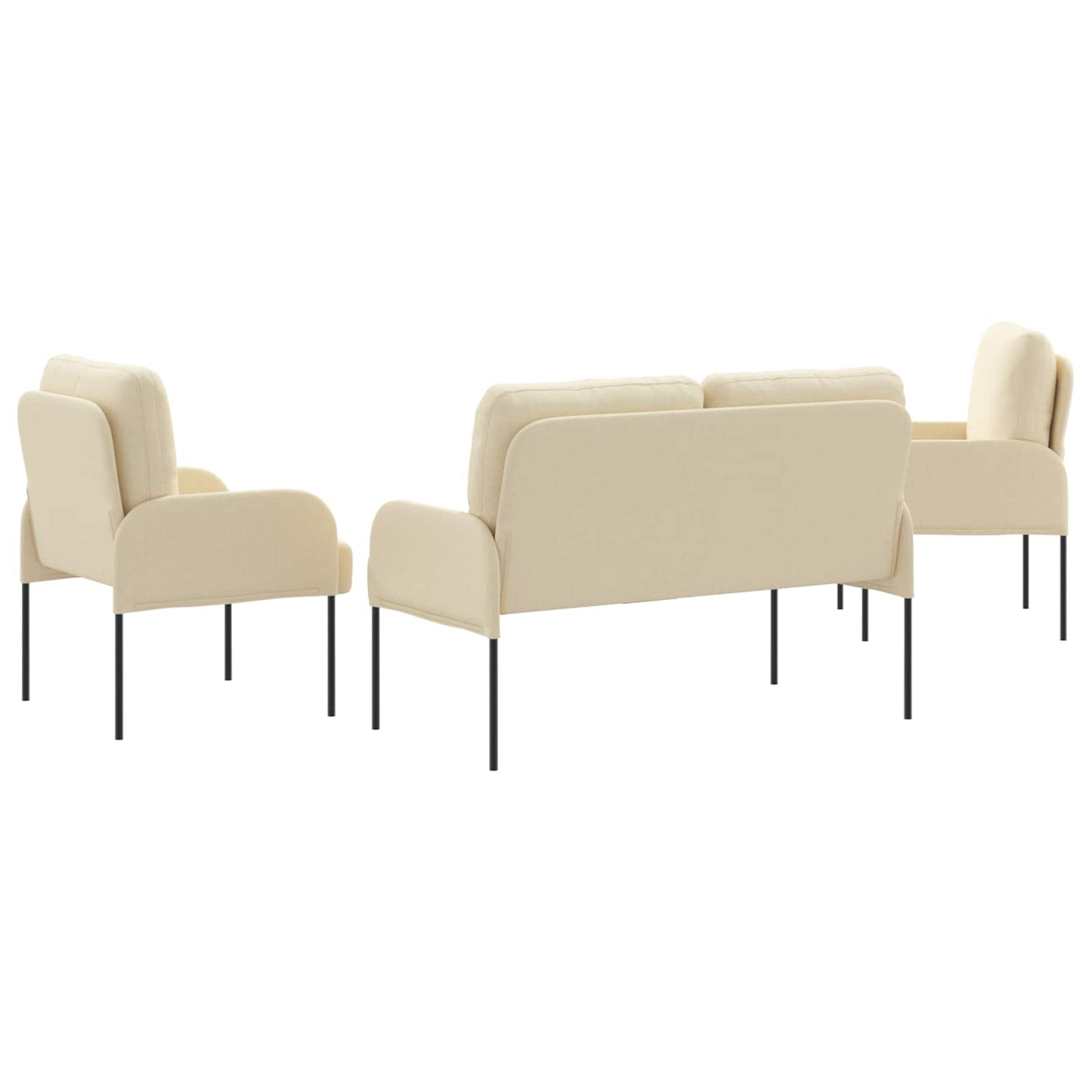 Sofasæt 3 stk. Creme Krydsfinér