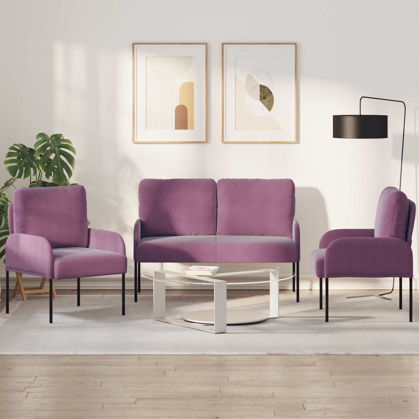 Sofasæt 3 stk. Lilla Krydsfinér