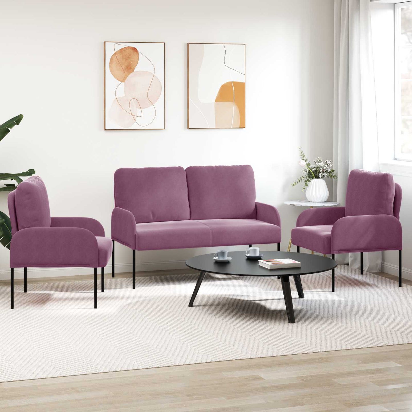 Sofasæt 3 stk. Lilla Krydsfinér