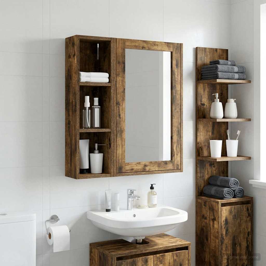 Badeværelsesvægskab Røget Eg 20 x 14 x 70 cm Konstrueret træ