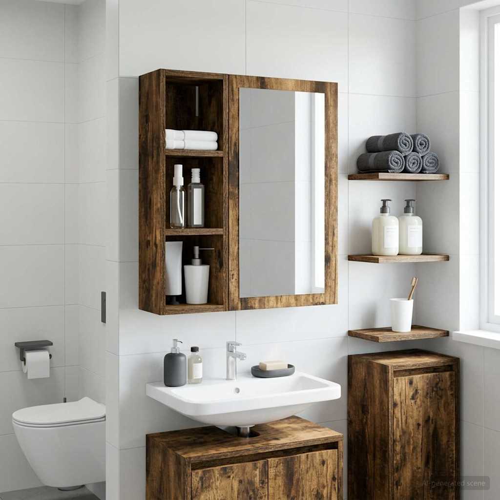 Badeværelsesvægskab Røget Eg 20 x 16 x 62,5 cm Konstrueret træ