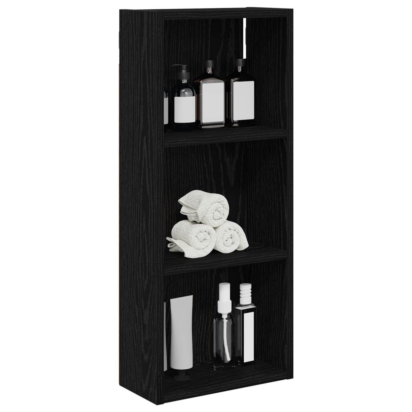 Badeværelsesvægskab Sort Eg 30 x 14 x 70 cm Konstrueret træ