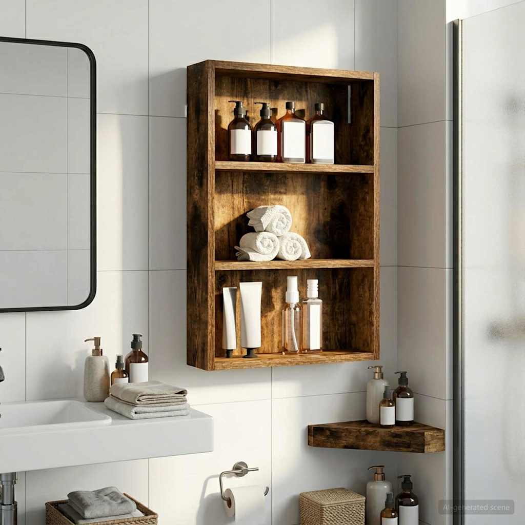 Badeværelsesvægskab Røget Eg 40 x 10 x 60,5 cm Konstrueret træ