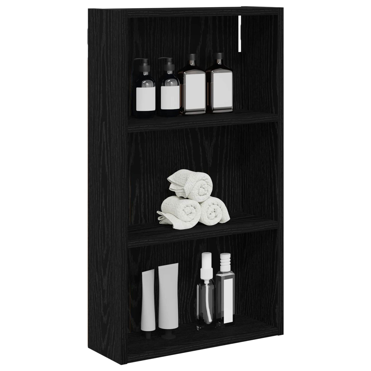 Badeværelsesvægskab Sort Eg 40 x 14 x 70 cm Konstrueret træ