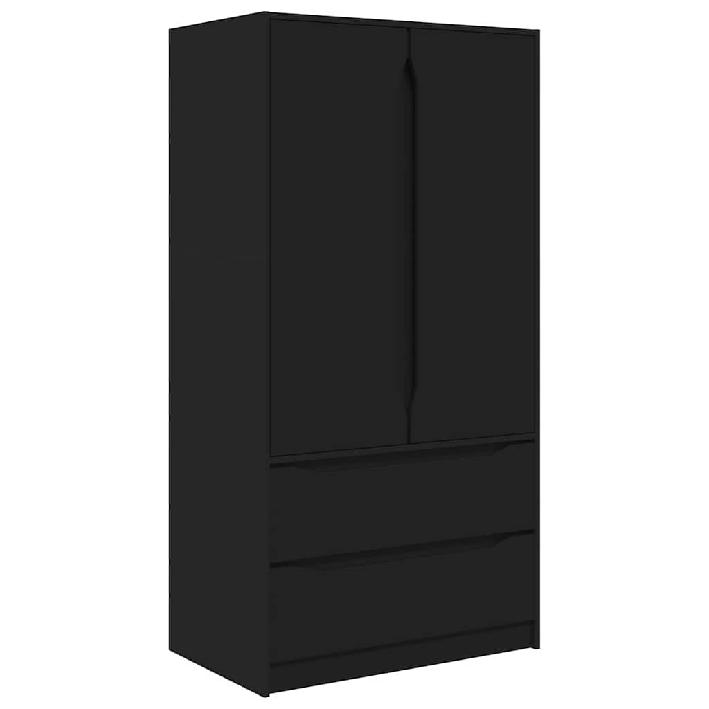 Garderobeskab med dør Sort 79,5 x 49 x 156 cm Konstrueret træ