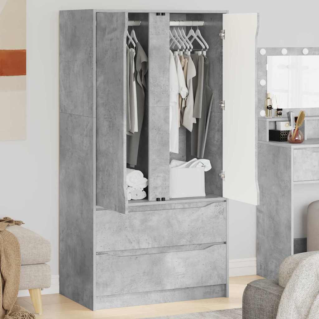 Garderobeskab BetonGrå 79,5 x 49 x 156 cm Konstrueret træ