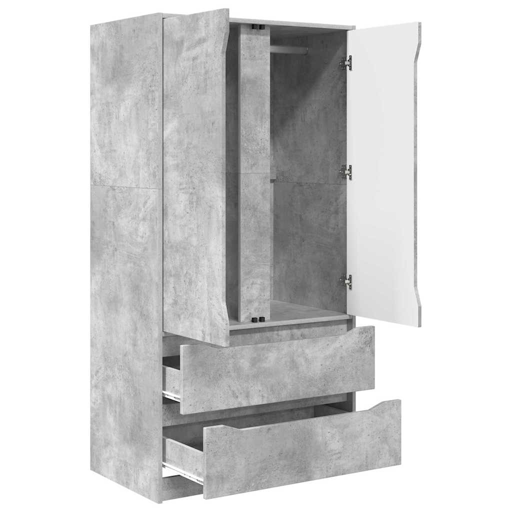 Garderobeskab BetonGrå 79,5 x 49 x 156 cm Konstrueret træ